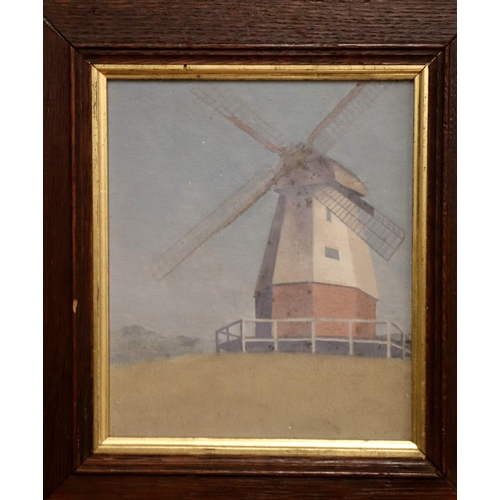 857 - In the manner of William Ratcliffe (1870-1955) - Windmill Hildenborough - oil on board, 15 by 17cms,... 