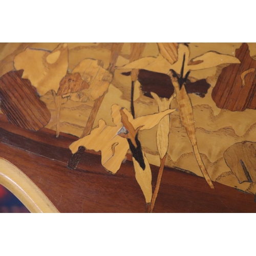 2527 - In the manner of Émile Gallé, an early 20th century marquetry inlaid two-tier occasional table, 72cm... 