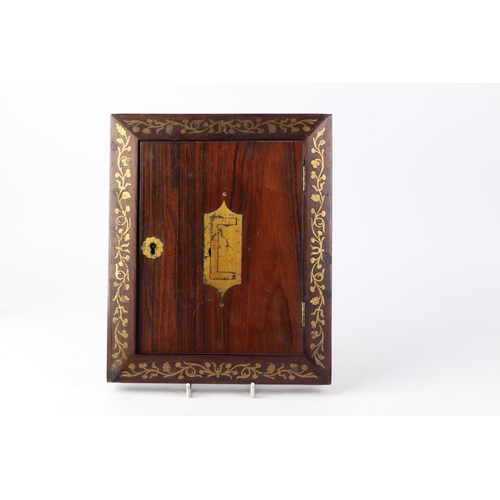 316 - A Regency brass inlaid rosewood Campaign concertina travelling writing box with fitted Morocco leath... 