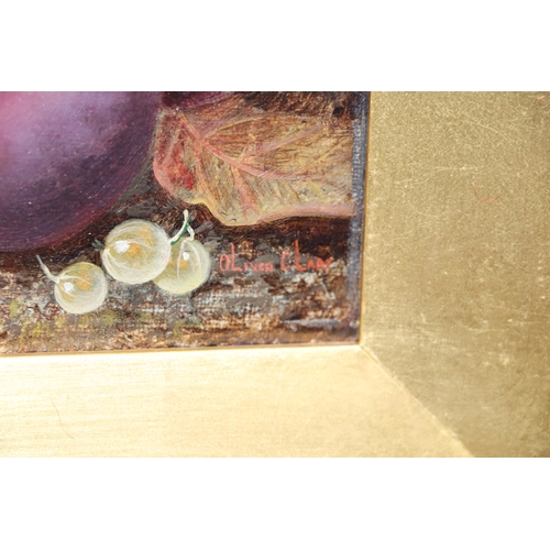 908 - Victorian school - Still Life of Fruit - oil on canvas, 19 by 14cms, framed.