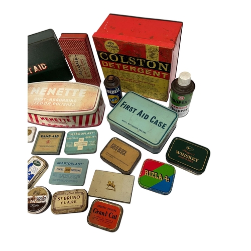 1 - A group of vintage advertising tins to include Colston Detergent, Bluebell Polish and various tobacc... 