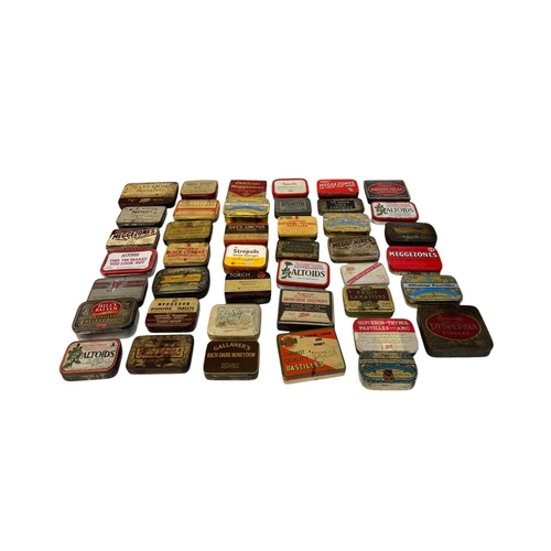 10 - A quantity of vintage advertising tins, mainly throat lozenges.