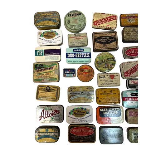 10 - A quantity of vintage advertising tins, mainly throat lozenges.