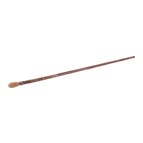 107 - A bamboo sword stick, 100cm total, blade length 39cm.