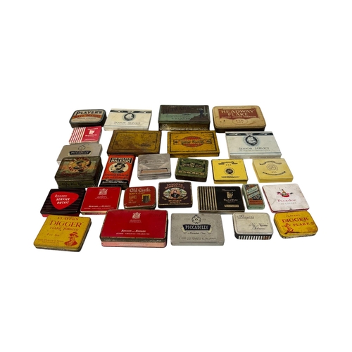 11 - A quantity of vintage advertising tins, mainly tobacco related.