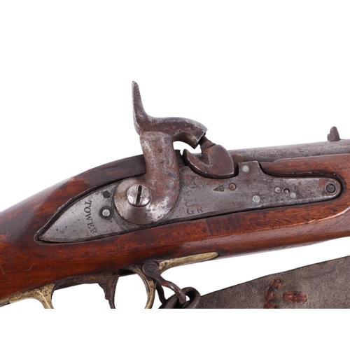 110 - An early 19th century Napoleonic period Brown Bess flintlock rifle, later converted to a percussion ... 