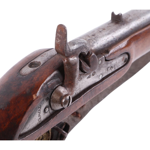 110 - An early 19th century Napoleonic period Brown Bess flintlock rifle, later converted to a percussion ... 