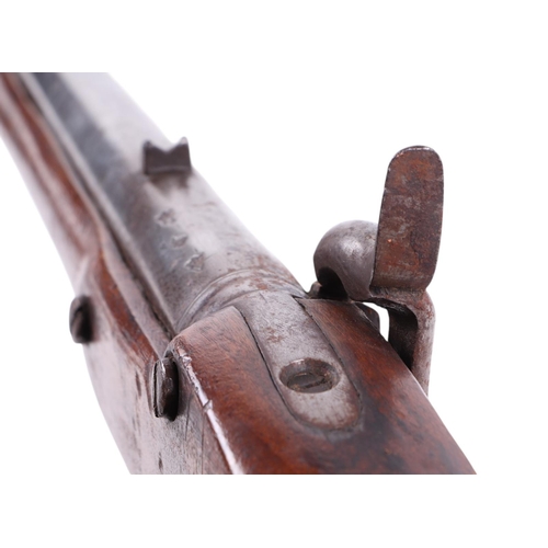 110 - An early 19th century Napoleonic period Brown Bess flintlock rifle, later converted to a percussion ... 