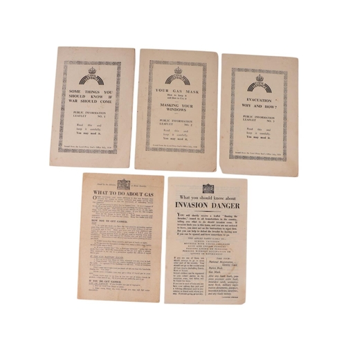 112 - A quantity of assorted WWII Civil Defence leaflets dated July 1939 including no's. 1, 2 and 3, inclu... 