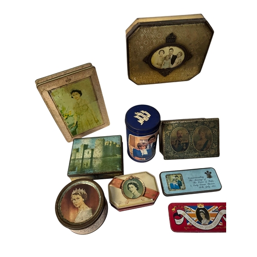 14 - A quantity of vintage advertising tins, mainly Royal Commemorative.