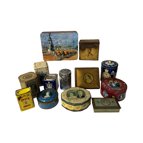 14 - A quantity of vintage advertising tins, mainly Royal Commemorative.