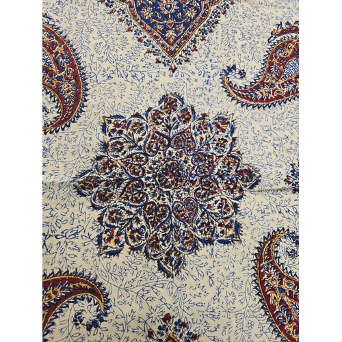 148 - An Persian Isfahan traditional cotton hand printed tablecloth or wall hanging, approx 120 by 120cms.