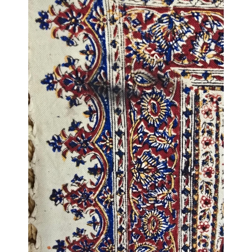 148 - An Persian Isfahan traditional cotton hand printed tablecloth or wall hanging, approx 120 by 120cms.