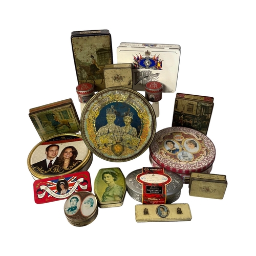 16 - A quantity of vintage advertising tins, mainly Royal Comemmorative.