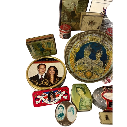 16 - A quantity of vintage advertising tins, mainly Royal Comemmorative.