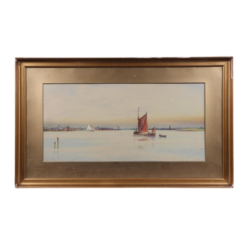 175 - G M Avondale - Malden Essex River Scene - watercolour, signed lower right, 45 by 22cms, framed & gla... 