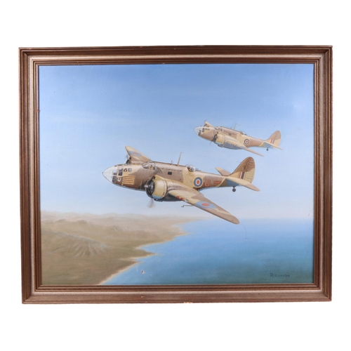 184 - Richards (20th century British) - Study of Two Bristol Beaufort RAF Planes - signed lower right, 76 ... 