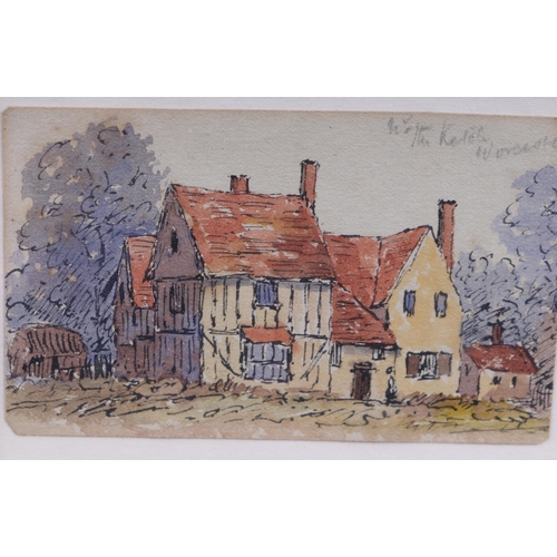 191 - Oliver Baker (1856-1939) - A Cottage Scene - watercolour, 10.5 by 6.5cms, framed & glazed.