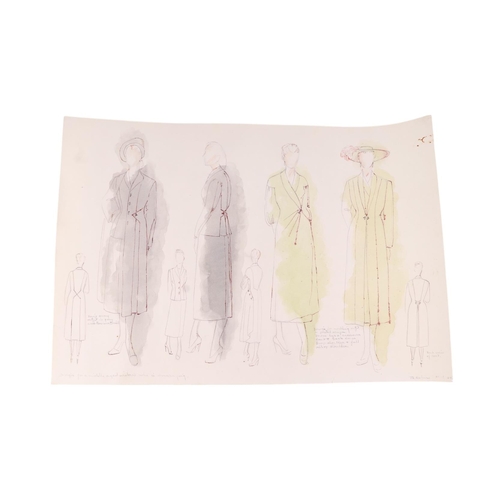 195 - A set of circa late 1940 / early 1950's fashion designs for New Look Dresses, watercolour and line d... 