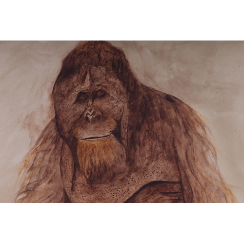 199 - Johnson Poole - Portrait of the Jersey Zoo Orangutan - watercolour, signed lower right, 45 by 65cms,... 