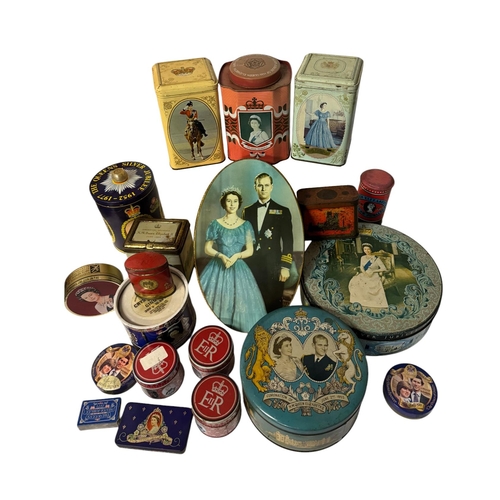 20 - A quantity of vintage advertising tins, mainly Royal Commemorative.