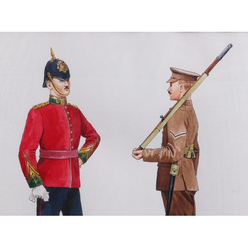 210 - Military interest.  P J Mercer - Study of Devonshire Regiment and Dorsetshire Regiment Uniforms - wa... 