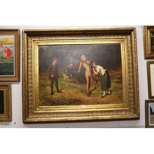 217 - James Hamilton ARSA (1853-1894) - As You Like It - oil on canvas, signed lower left, 72 by 101cms, f... 