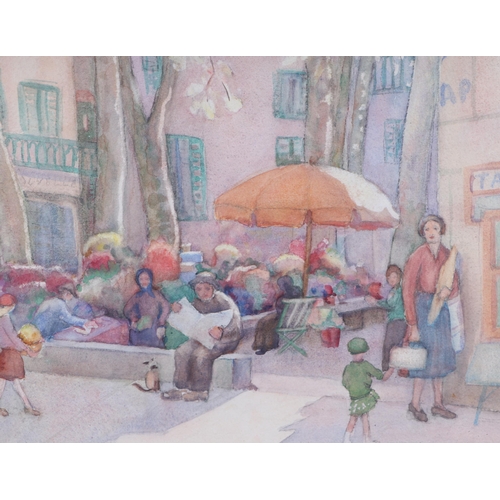 222 - 20th century continental school - French Café Scene - watercolour, 40 by 34cms, framed & glazed.