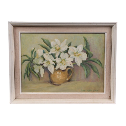 235 - Grace Holland (modern British) - Still Life of Lilies in a Jug - signed lower right, oil on board, f... 