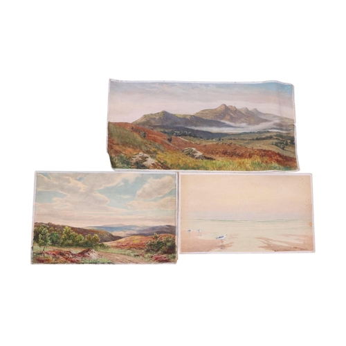 237 - A folio containing early 20th century watercolour paintings, mainly seascape and landscape subjects,... 