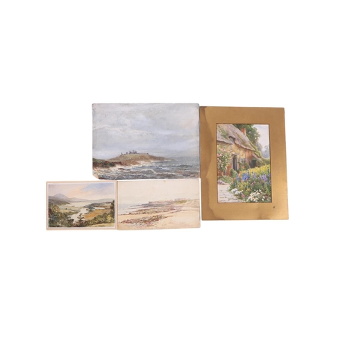 237 - A folio containing early 20th century watercolour paintings, mainly seascape and landscape subjects,... 