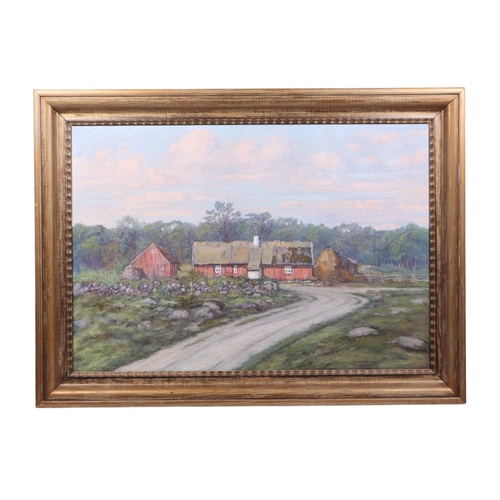 245 - Jean Rosengren (Swedish 1894-1965) - Swedish Farmstead - oil on canvas, signed lower right, 102 by 7... 