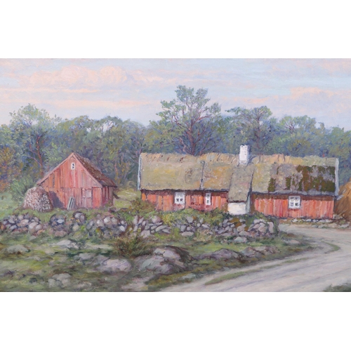 245 - Jean Rosengren (Swedish 1894-1965) - Swedish Farmstead - oil on canvas, signed lower right, 102 by 7... 