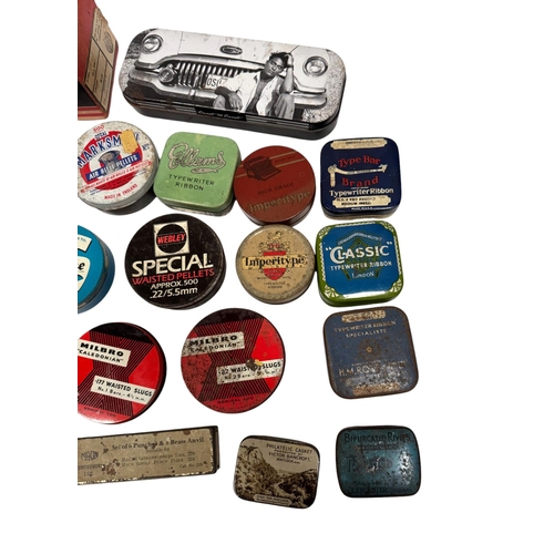 3 - A quantity of vintage advertising tins, mainly office related to include typewriter ribbon and writi... 