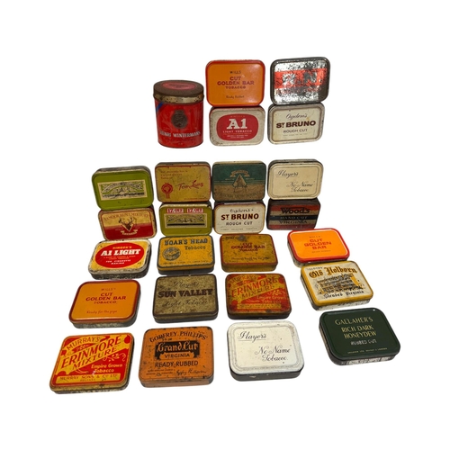 30 - A quantity of vintage advertising tins, mainly tobacco related.