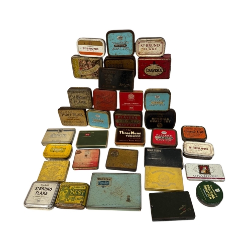 30 - A quantity of vintage advertising tins, mainly tobacco related.