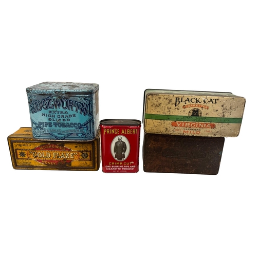 34 - A quantity of vintage advertising tins, mainly tobacco related.