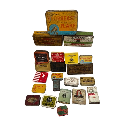 34 - A quantity of vintage advertising tins, mainly tobacco related.