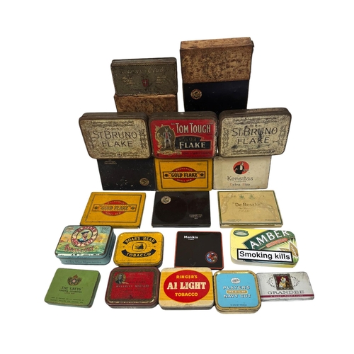 35 - A quantity of vintage advertising tins, mainly tobacco related.