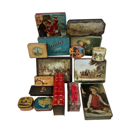 38 - A quantity of vintage advertising tins, mainly biscuit tins.