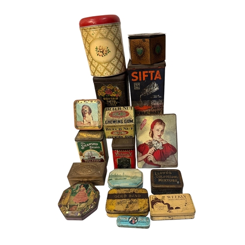 45 - A quantity of vintage advertising tins.