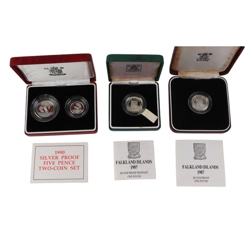 461 - A 1996 silver proof decimal coin anniversary set, cased with certificate of authenticity; together w... 