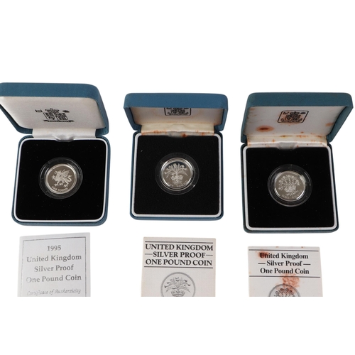 461 - A 1996 silver proof decimal coin anniversary set, cased with certificate of authenticity; together w... 