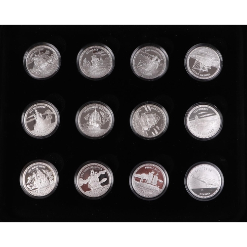 463 - Royal Mint Silver Fighting Ships collection - twenty four 0.999 fine silver proof coins (746g).