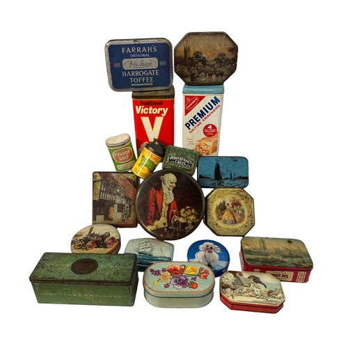 49 - A quantity of vintage advertising tins, mainly toffees and biscuit tins.