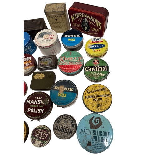 5 - A group of vintage advertising tins, mainly shoe and furniture polishes.