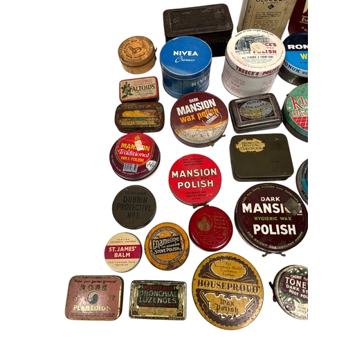 5 - A group of vintage advertising tins, mainly shoe and furniture polishes.