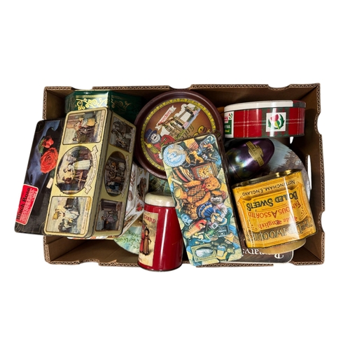 51 - A large quantity of modern advertising tins, mainly biscuits (five boxes).