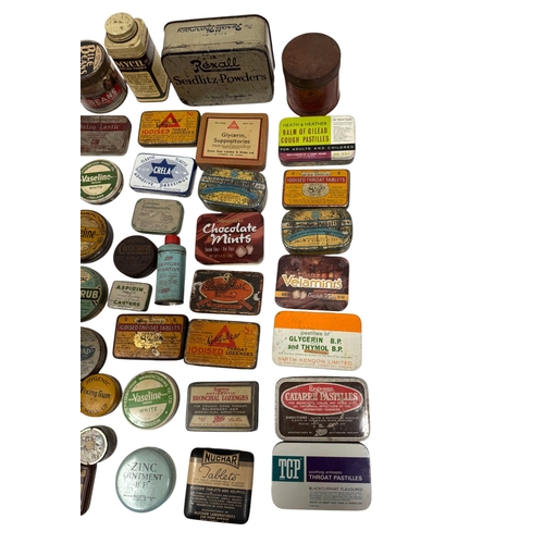 6 - A quantity of vintage advertising tins, mainly medical related.