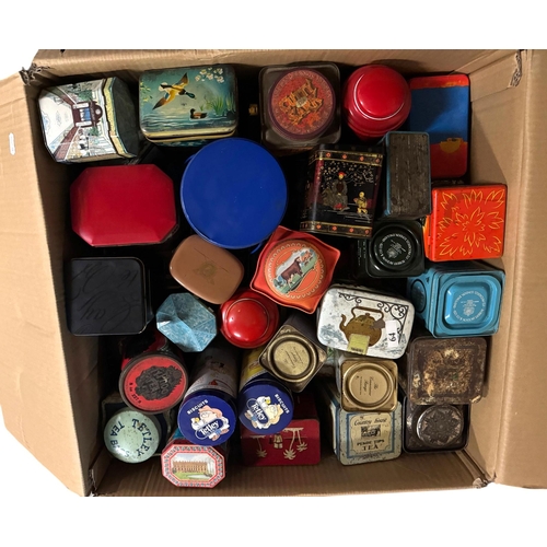 60 - A large quantity of vintage and modern advertising tins (three boxes).